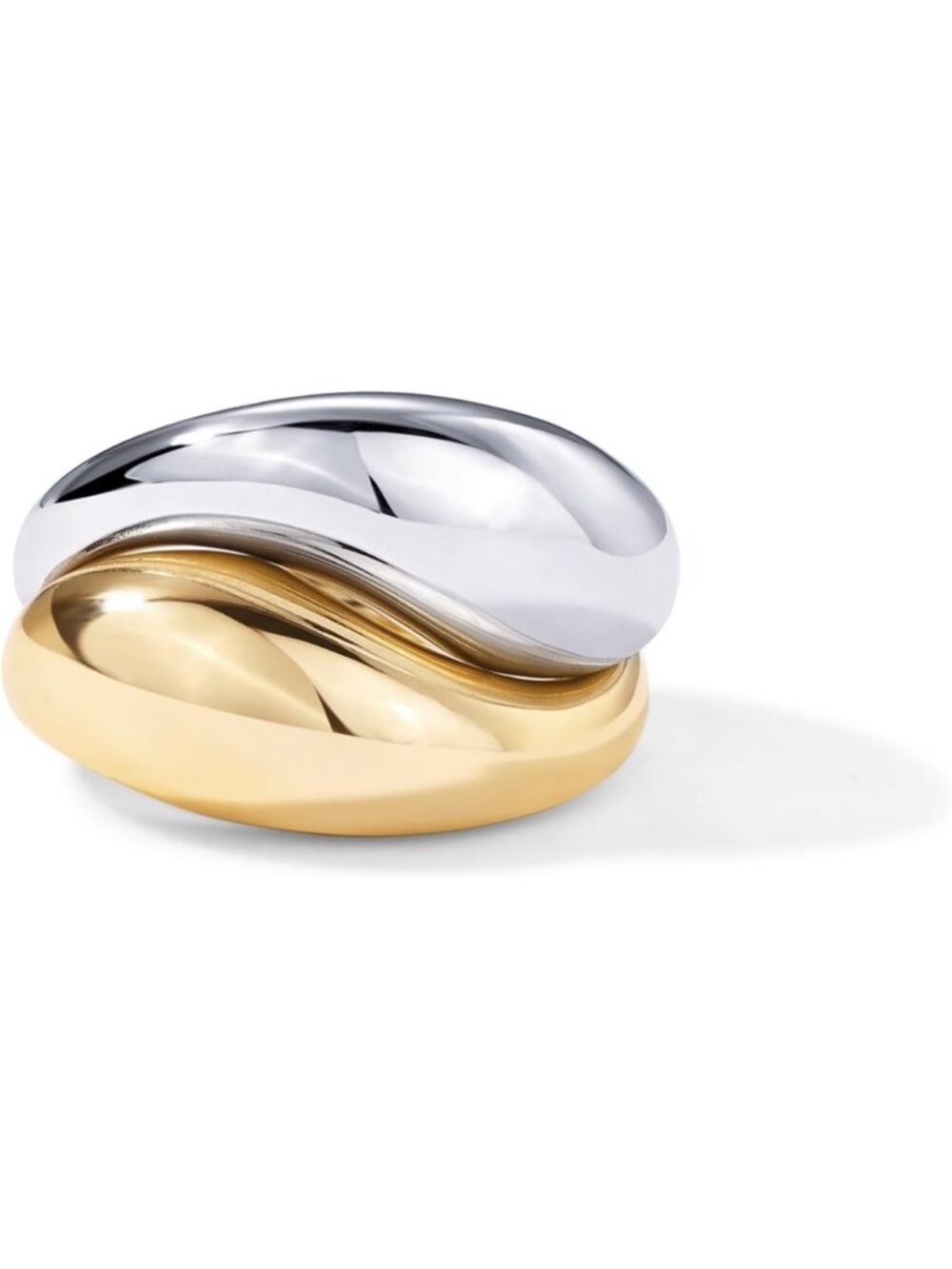Women's Gold Silver Two Tone 14k Gold Plated Chunky Dome
Rings Mixed Metal Set